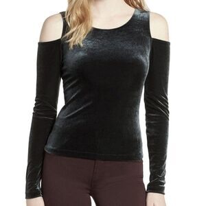 Willow Clay Velvet Cold Shoulder Long Sleeve Tee Top Body Con Hunter Sz L NEW